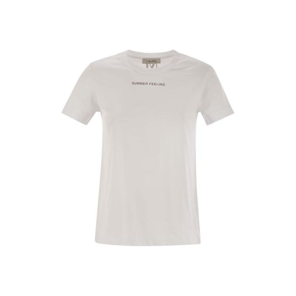 S MAX MARA Women's Cotton T-Shirt with Graphic Print Women WHITE T-Shirts & Tops